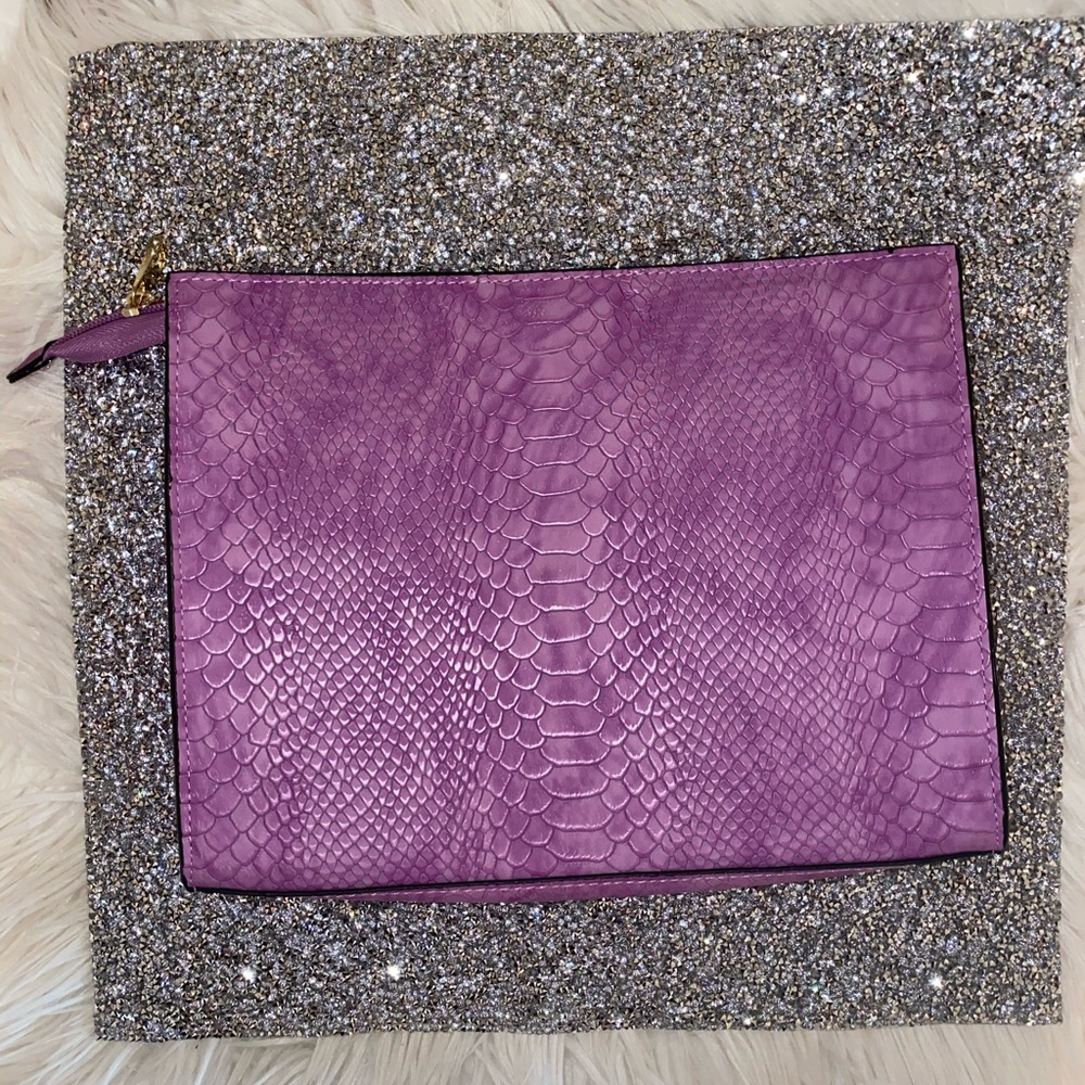 Purple snakeskin cosmetic bag